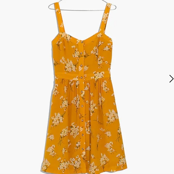 Madewell Yellow Silk Fleur Bow-Back Dress in Butterfly Garden Floral XS - Picture 2 of 13